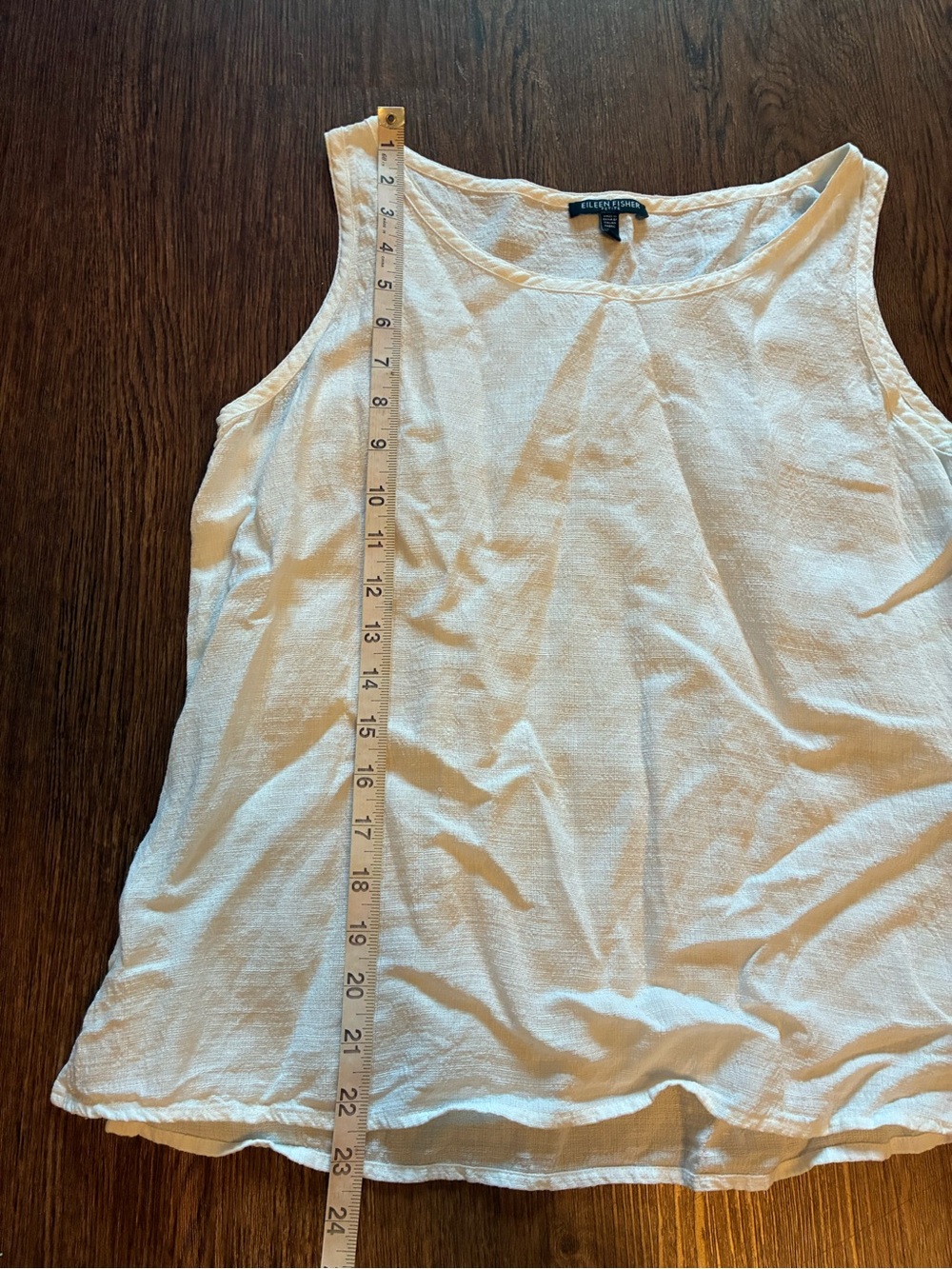 Eileen Fisher Petite White Linen-Blend Woven Sleeveless Shell - Size LP - Picture 8 of 8